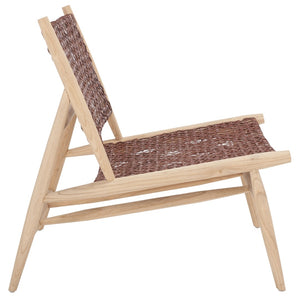 Safavieh Bandelier Accent Chair - Modern Scandinavian Design With White Cowhide Leather & Light Oak Frame Elegance Cognac / Natural ACH1000F