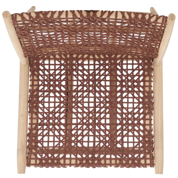 Safavieh Bandelier Accent Chair - Modern Scandinavian Design With White Cowhide Leather & Light Oak Frame Elegance Cognac / Natural ACH1000F