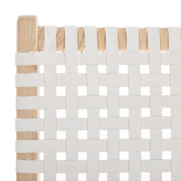Safavieh Luna Woven Accent Chair - Modern Artistry With Sculptural Wood Frame For Stylish Interiors And Comfort White Leather/Natural ACH1002A