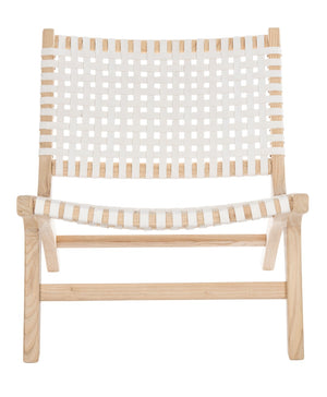 Safavieh Luna Woven Accent Chair - Modern Artistry With Sculptural Wood Frame For Stylish Interiors And Comfort White Leather/Natural ACH1002A