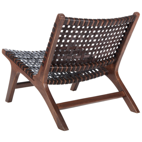 Safavieh Luna Woven Accent Chair - Modern Artistry With Sculptural Wood Frame For Stylish Interiors And Comfort Brown Leather/Brown ACH1002C