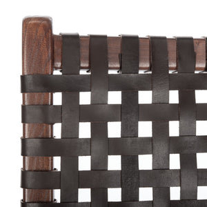 Safavieh Luna Woven Accent Chair - Modern Artistry With Sculptural Wood Frame For Stylish Interiors And Comfort Brown Leather/Brown ACH1002C