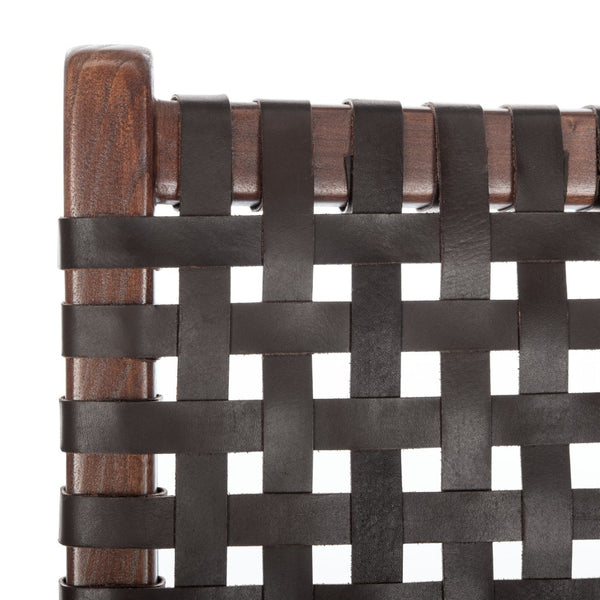 Safavieh Luna Woven Accent Chair - Modern Artistry With Sculptural Wood Frame For Stylish Interiors And Comfort Brown Leather/Brown ACH1002C
