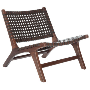 Safavieh Luna Woven Accent Chair - Modern Artistry With Sculptural Wood Frame For Stylish Interiors And Comfort Brown Leather/Brown ACH1002C
