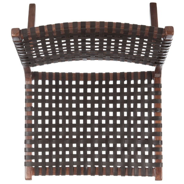 Safavieh Luna Woven Accent Chair - Modern Artistry With Sculptural Wood Frame For Stylish Interiors And Comfort Brown Leather/Brown ACH1002C