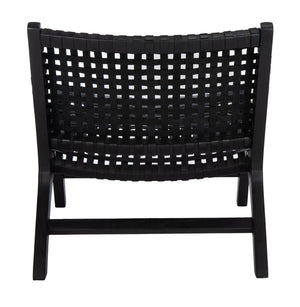 Safavieh Luna Woven Accent Chair - Modern Artistry With Sculptural Wood Frame For Stylish Interiors And Comfort Black Leather/Black ACH1002D