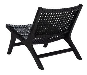 Safavieh Luna Woven Accent Chair - Modern Artistry With Sculptural Wood Frame For Stylish Interiors And Comfort Black Leather/Black ACH1002D