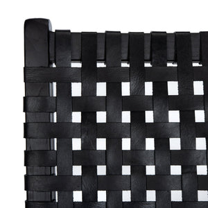 Safavieh Luna Woven Accent Chair - Modern Artistry With Sculptural Wood Frame For Stylish Interiors And Comfort Black Leather/Black ACH1002D