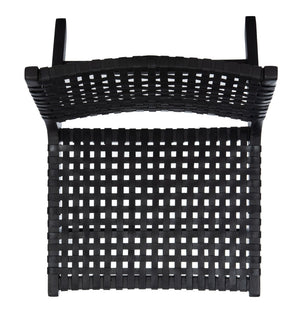 Safavieh Luna Woven Accent Chair - Modern Artistry With Sculptural Wood Frame For Stylish Interiors And Comfort Black Leather/Black ACH1002D