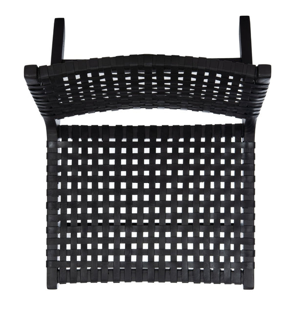 Safavieh Luna Woven Accent Chair - Modern Artistry With Sculptural Wood Frame For Stylish Interiors And Comfort Black Leather/Black ACH1002D