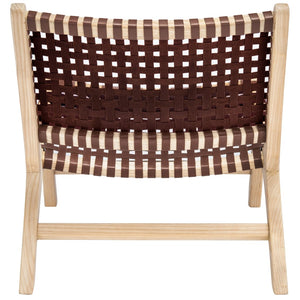 Safavieh Luna Woven Accent Chair - Modern Artistry With Sculptural Wood Frame For Stylish Interiors And Comfort Natural/Cognac ACH1002E