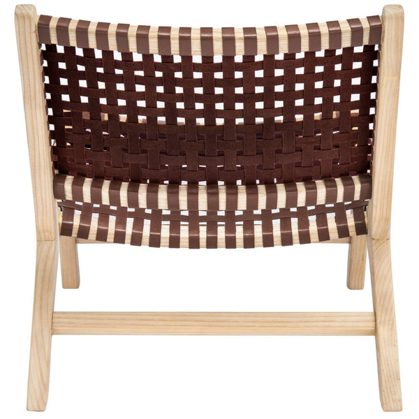 Safavieh Luna Woven Accent Chair - Modern Artistry With Sculptural Wood Frame For Stylish Interiors And Comfort Natural/Cognac ACH1002E