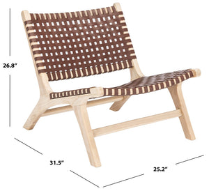 Safavieh Luna Woven Accent Chair - Modern Artistry With Sculptural Wood Frame For Stylish Interiors And Comfort Natural/Cognac ACH1002E
