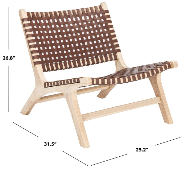 Safavieh Luna Woven Accent Chair - Modern Artistry With Sculptural Wood Frame For Stylish Interiors And Comfort Natural/Cognac ACH1002E