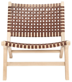 Safavieh Luna Woven Accent Chair - Modern Artistry With Sculptural Wood Frame For Stylish Interiors And Comfort Natural/Cognac ACH1002E