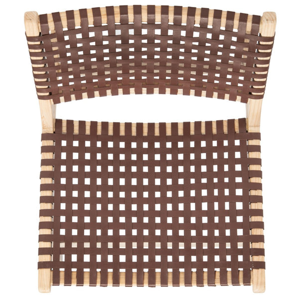 Safavieh Luna Woven Accent Chair - Modern Artistry With Sculptural Wood Frame For Stylish Interiors And Comfort Natural/Cognac ACH1002E