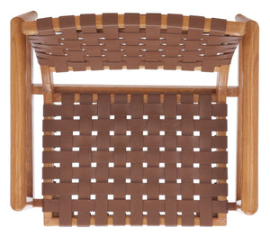 Safavieh Bellona Accent Chair - Retro Scandinavian Design With Hand-Woven Leather And Mindi Wood Frame Cognac Leather / Natural Mindi ACH1004A