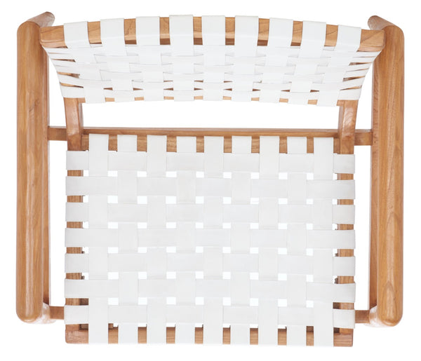 Safavieh Bellona Accent Chair - Retro Scandinavian Design With Hand-Woven Leather And Mindi Wood Frame White Leather / Natural Mindi ACH1004B