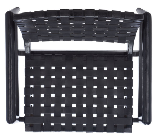 Safavieh Bellona Accent Chair - Retro Scandinavian Design With Hand-Woven Leather And Mindi Wood Frame Black ACH1004C