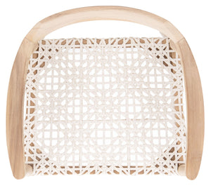 Safavieh Munro Leather Woven Accent Chair: Mid-Century Inspired Design With Teak Frame For Modern Living Spaces Unfinished Natural (Teak Wood Frame) / White (Leather Seat) ACH1005A