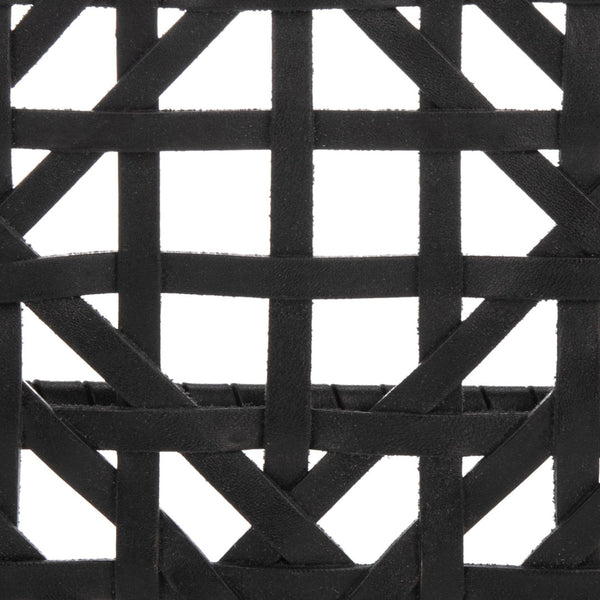 Safavieh Munro Leather Woven Accent Chair: Mid-Century Inspired Design With Teak Frame For Modern Living Spaces Black (Sungkai Wood Frame) / Black (Leather Seat) ACH1005B