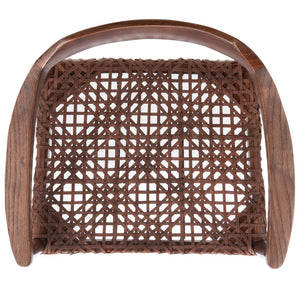 Safavieh Munro Leather Woven Accent Chair: Mid-Century Inspired Design With Teak Frame For Modern Living Spaces Walnut (Sungkai Wood Frame) / Cognac (Leather Seat) ACH1005C