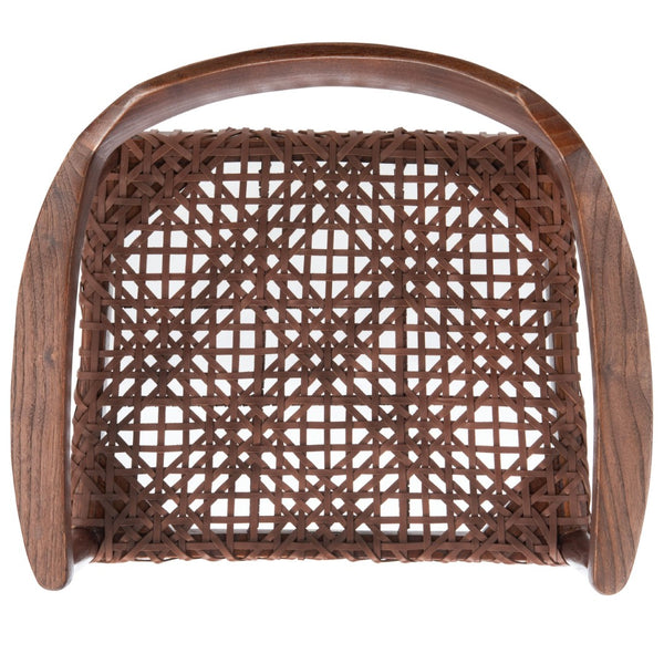 Safavieh Munro Leather Woven Accent Chair: Mid-Century Inspired Design With Teak Frame For Modern Living Spaces Walnut (Sungkai Wood Frame) / Cognac (Leather Seat) ACH1005C