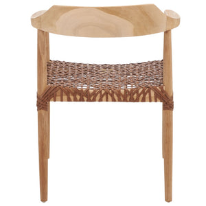 Safavieh Munro Leather Woven Accent Chair: Mid-Century Inspired Design With Teak Frame For Modern Living Spaces Unfinished Natural (Teak Wood Frame) / Leather Seat In This Color Marked In Green: ACH1005D