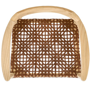 Safavieh Munro Leather Woven Accent Chair: Mid-Century Inspired Design With Teak Frame For Modern Living Spaces Unfinished Natural Sungkai Wood Frame / Light Honey 7Mm Leather ACH1005E