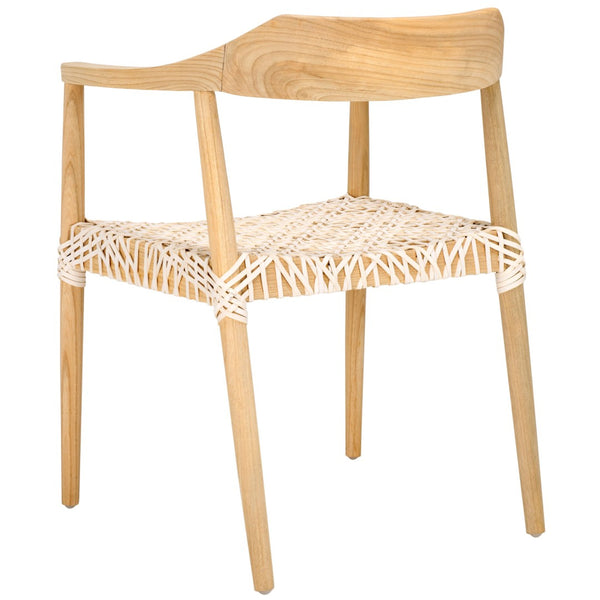 Safavieh Munro Leather Woven Accent Chair: Mid-Century Inspired Design With Teak Frame For Modern Living Spaces Natural / White ACH1005F