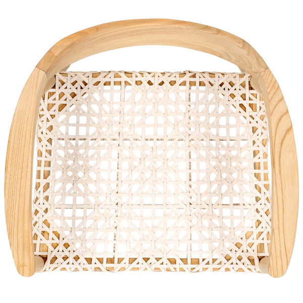 Safavieh Munro Leather Woven Accent Chair: Mid-Century Inspired Design With Teak Frame For Modern Living Spaces Natural / White ACH1005F