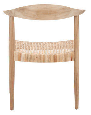Safavieh Sijo Coastal Mid-Century Rattan Accent Chair – Handcrafted Teak Frame, Ergonomic Design For Comfort ACH1007A