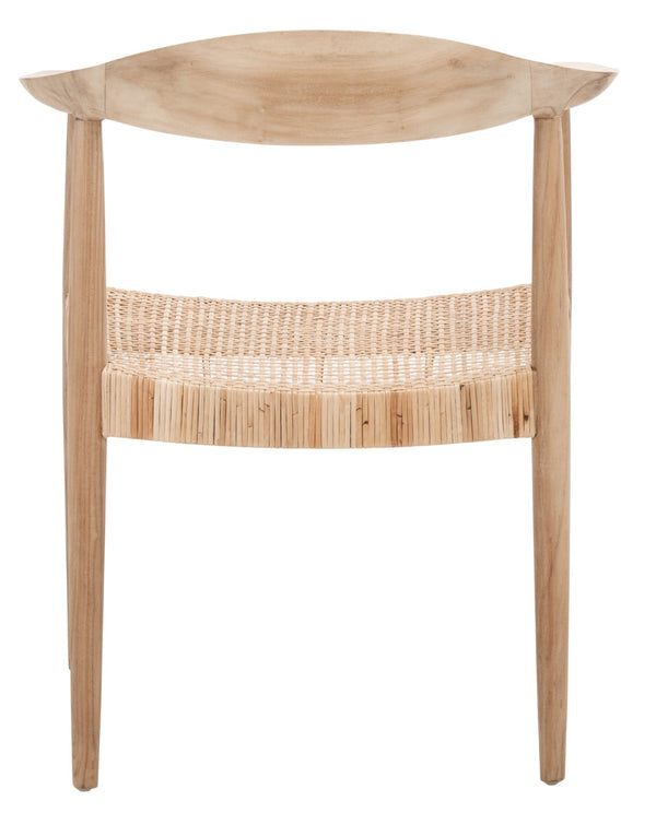 Safavieh Sijo Coastal Mid-Century Rattan Accent Chair – Handcrafted Teak Frame, Ergonomic Design For Comfort ACH1007A