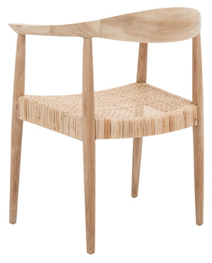 Safavieh Sijo Coastal Mid-Century Rattan Accent Chair – Handcrafted Teak Frame, Ergonomic Design For Comfort ACH1007A