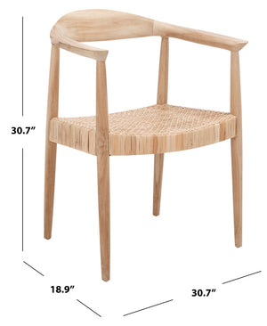 Safavieh Sijo Coastal Mid-Century Rattan Accent Chair – Handcrafted Teak Frame, Ergonomic Design For Comfort ACH1007A