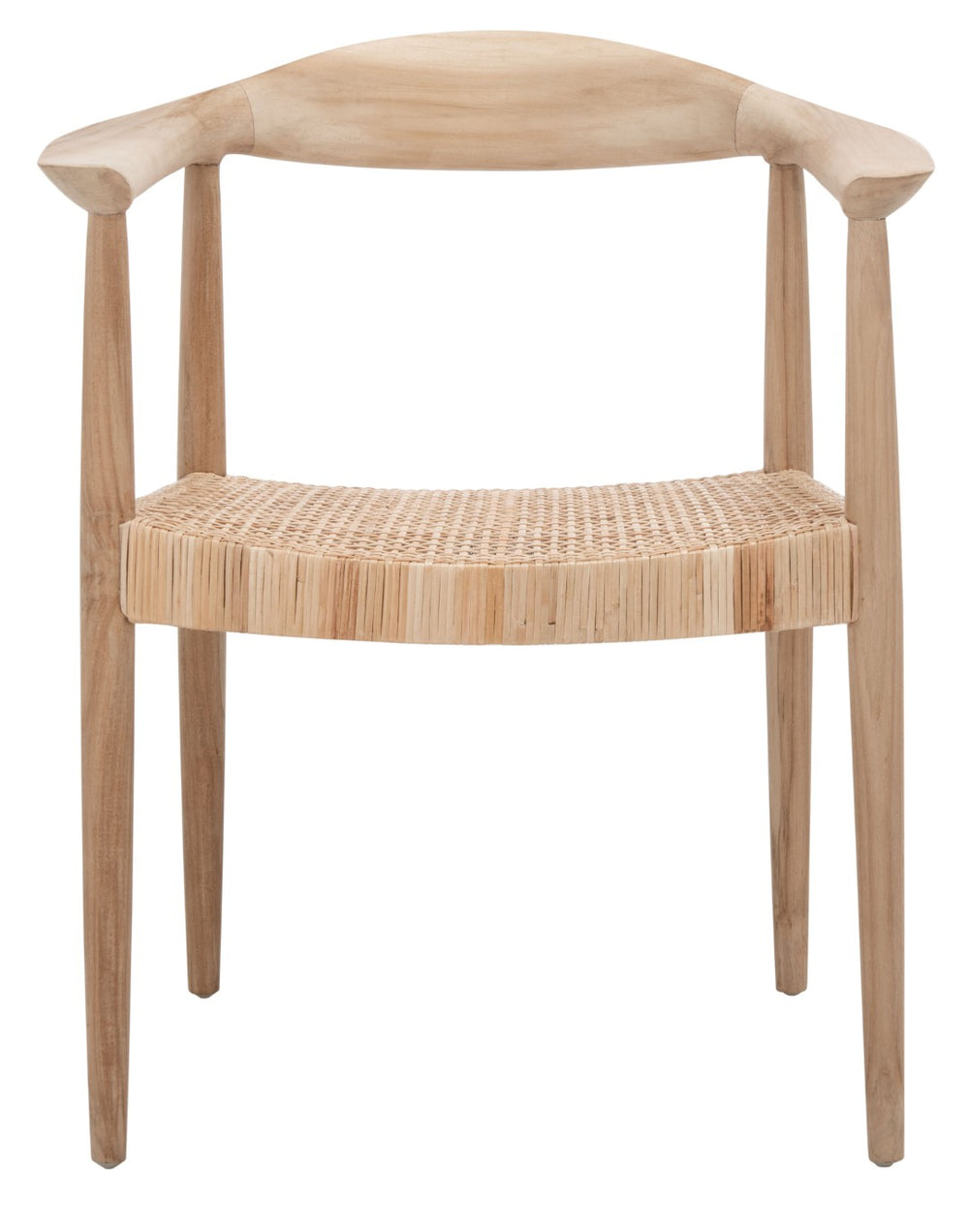 Safavieh Sijo Coastal Mid-Century Rattan Accent Chair – Handcrafted Teak Frame, Ergonomic Design For Comfort ACH1007A