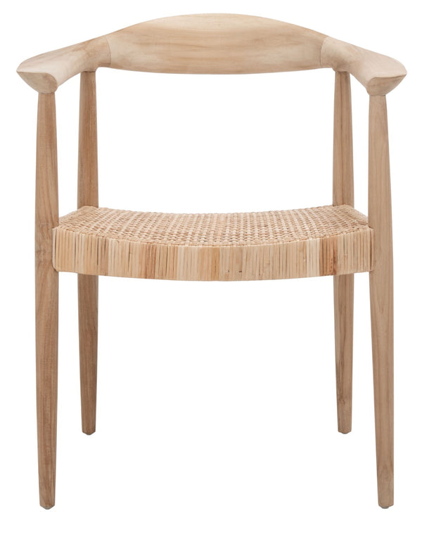 Safavieh Sijo Coastal Mid-Century Rattan Accent Chair – Handcrafted Teak Frame, Ergonomic Design For Comfort ACH1007A
