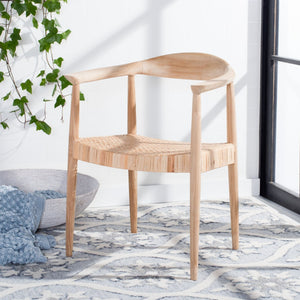Safavieh Sijo Coastal Mid-Century Rattan Accent Chair – Handcrafted Teak Frame, Ergonomic Design For Comfort ACH1007A