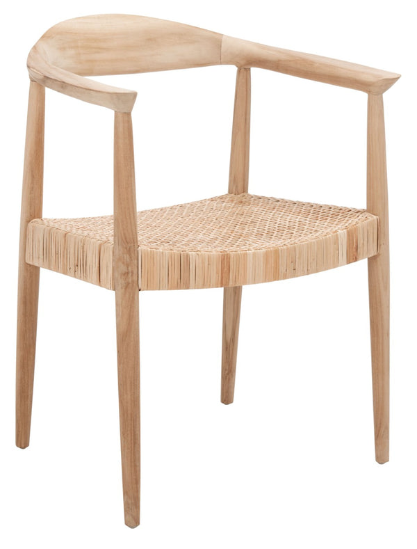 Safavieh Sijo Coastal Mid-Century Rattan Accent Chair – Handcrafted Teak Frame, Ergonomic Design For Comfort ACH1007A