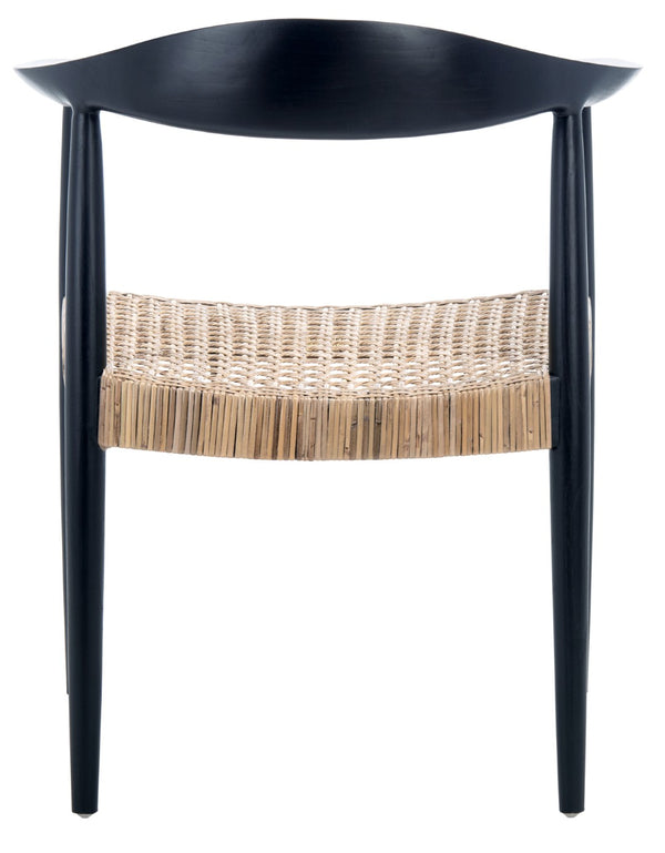 Safavieh Eyre Mid-Century Rattan Accent Chair - Elegant Black Wood Frame & Comfortable Woven Seat Design ACH1008A
