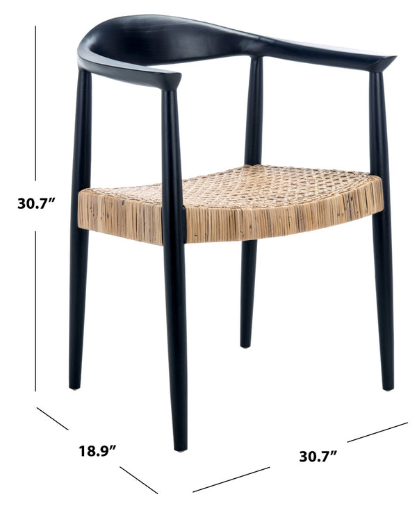 Safavieh Eyre Mid-Century Rattan Accent Chair - Elegant Black Wood Frame & Comfortable Woven Seat Design ACH1008A