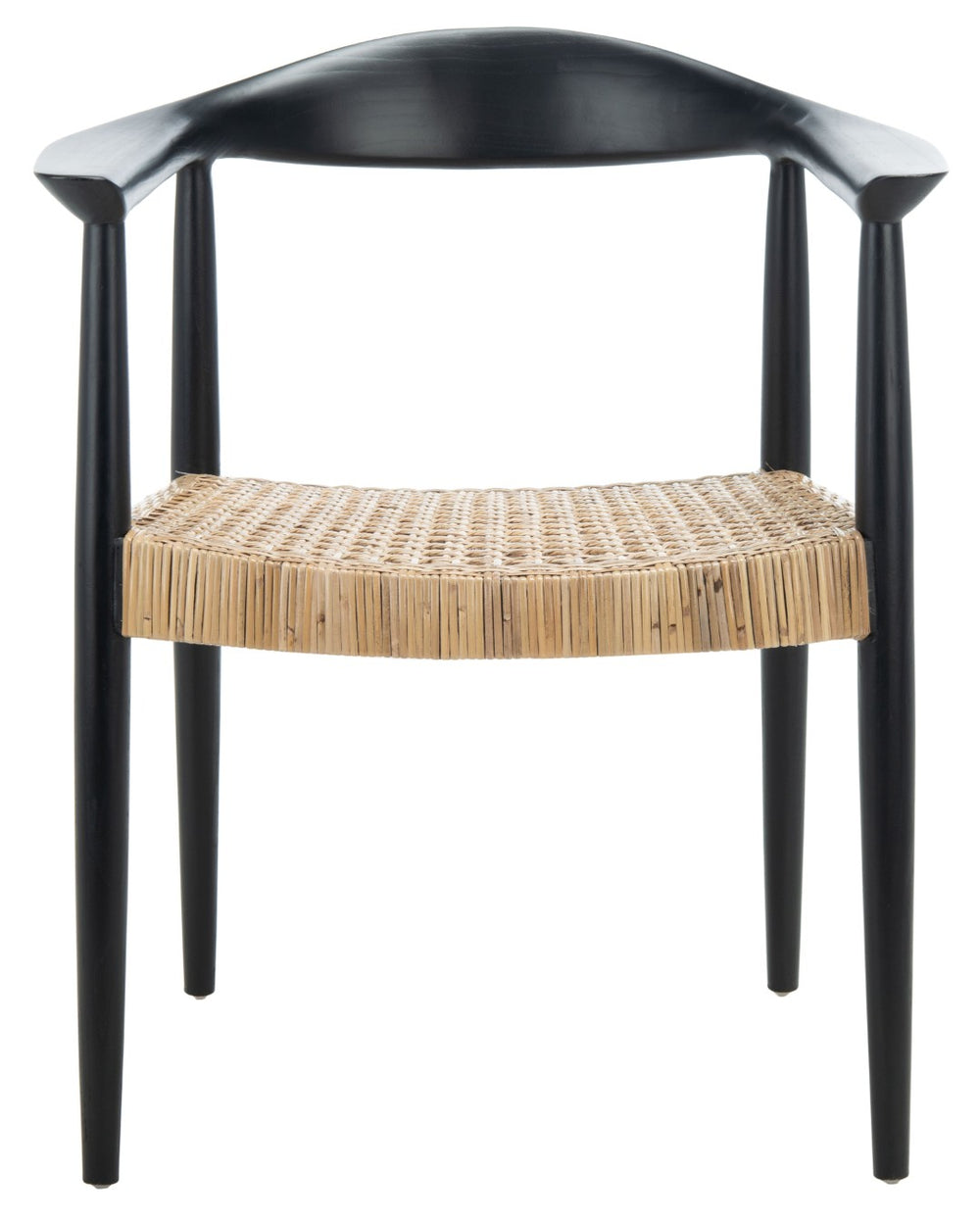 Safavieh Eyre Mid-Century Rattan Accent Chair - Elegant Black Wood Frame & Comfortable Woven Seat Design ACH1008A