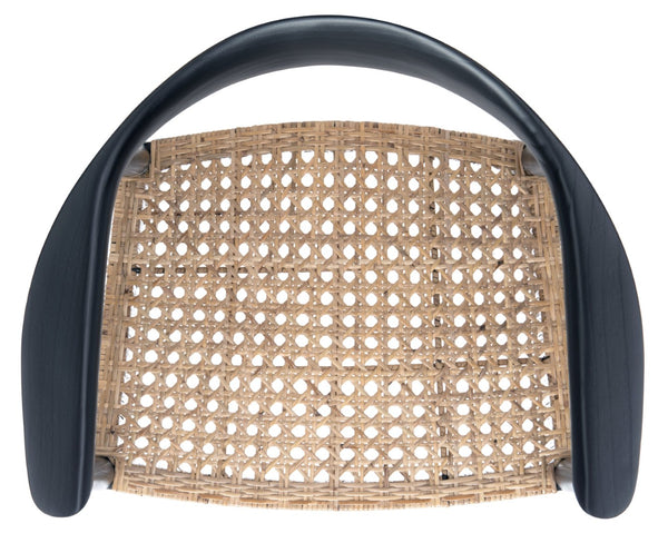 Safavieh Eyre Mid-Century Rattan Accent Chair - Elegant Black Wood Frame & Comfortable Woven Seat Design ACH1008A