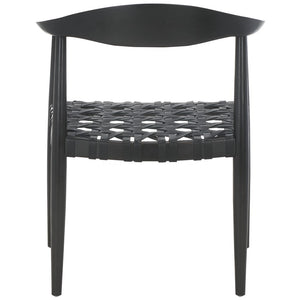 Safavieh Walda Leather Woven Accent Chair Black Wood ACH1010A