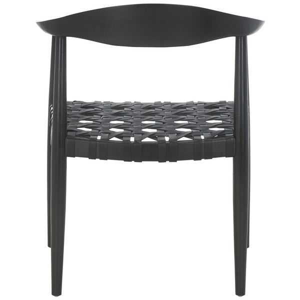 Safavieh Walda Leather Woven Accent Chair Black Wood ACH1010A