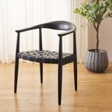 Safavieh Walda Leather Woven Accent Chair Black Wood ACH1010A