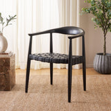 Safavieh Walda Leather Woven Accent Chair Black Wood ACH1010A