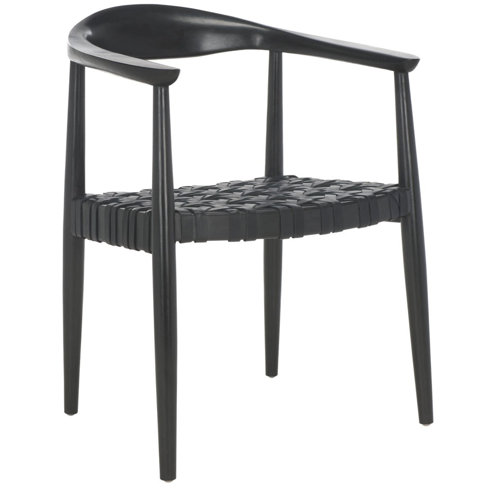 Safavieh Walda Woven Accent Chair - Modern Black Leather & Mahogany Frame For Stylish Living Room Elegance ACH1010A