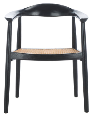 Safavieh Savina Open Webbing Accent Chair - Stylish Natural Wood And Rattan Design For Elegant Spaces Black ,Natural Wood,Rattan Ach1011b