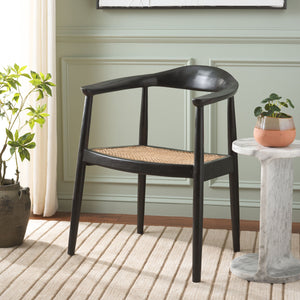 Safavieh Savina Open Webbing Accent Chair - Stylish Natural Wood And Rattan Design For Elegant Spaces Black ,Natural Wood,Rattan Ach1011b